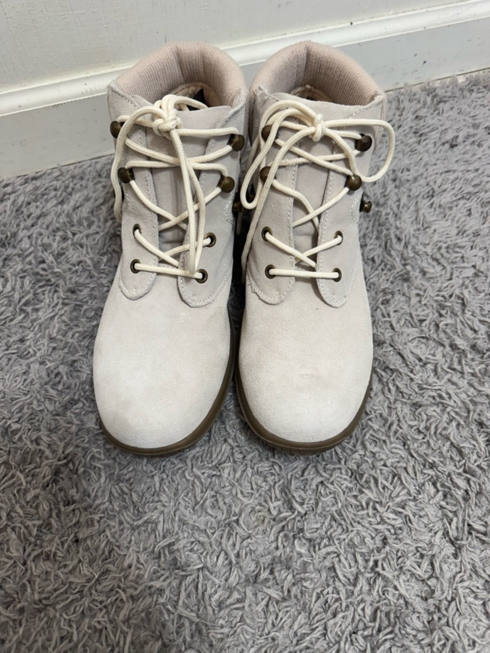 Wanderlust Cream Suede Lace-Up Ankle Booties